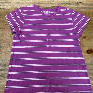 Time and Tru Purple and White Striped Tee